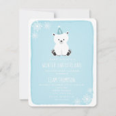 Invitation Hiver Onederland Ours Polaire Bleu Premier anniver (Devant)