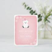 Invitation Hiver Onederland Ours polaire rose Premier anniver (Debout devant)