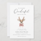 Invitation Hiver Onederland Pink Bow Noël Anniversaire (Devant)