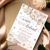 Invitation Hiver ONEderland Pink Gold Snowflake 1er anniversa