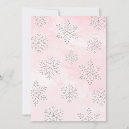 Invitation Hiver Onederland Pink Silver Parties scintillant 1 (Dos)
