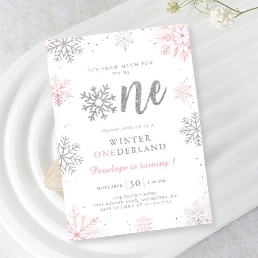 Invitation Hiver Onederland Pink Silver Premier anniversaire