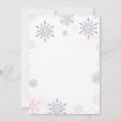 Invitation Hiver Onederland Pink Silver Snowflake Anniversair (Dos)