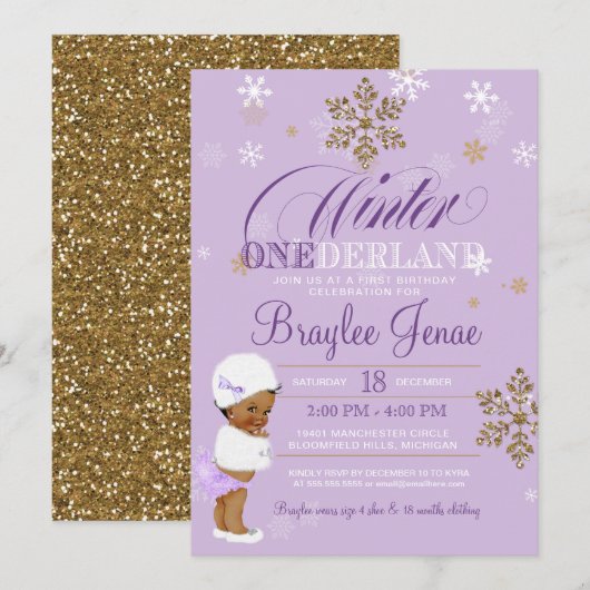 Invitation Hiver Onederland Premier anniversaire Africain-Amé (Devant / Derrière)