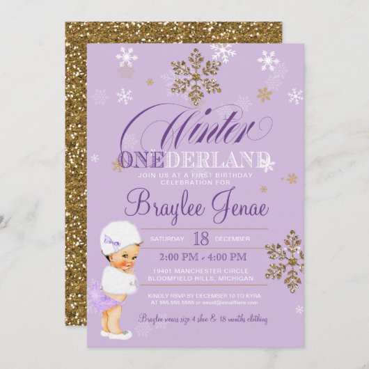 Invitation Hiver Onederland Premier anniversaire Brunette Bab (Devant / Derrière)