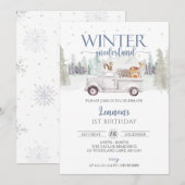 Invitation Hiver ONEderland, premier anniversaire du garçon d (Devant / Derrière)