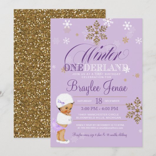 Invitation Hiver Onederland Premier anniversaire Ethnic Baby  (Devant / Derrière)