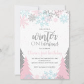 Invitation Hiver Onederland Premier Anniversaire Flocons de n (Devant)
