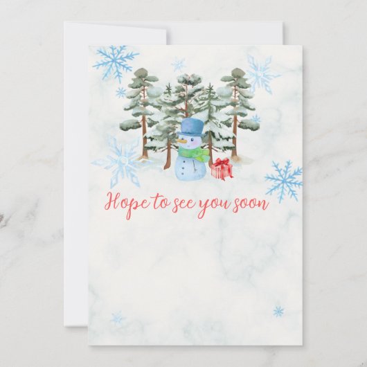 Invitation Hiver Onederland Premier anniversaire mignon snowm (Dos)