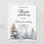Invitation Hiver Onederland Premier anniversaire Pine Tree Wo (Devant)