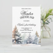 Invitation Hiver Onederland Premier anniversaire Pine Tree Wo (Debout devant)