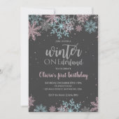 Invitation Hiver Onederland Premier anniversaire Pink Blue ne (Devant)