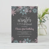Invitation Hiver Onederland Premier anniversaire Pink Blue ne (Debout devant)