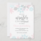 Invitation Hiver Onederland Premier anniversaire Pink Blue ne (Devant)