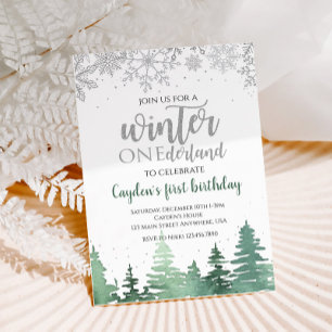 Invitation Hiver Onederland Premier anniversaire Snowflakes A