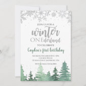 Invitation Hiver Onederland Premier anniversaire Snowflakes A (Devant)