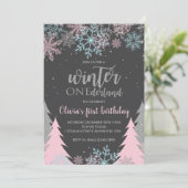 Invitation Hiver Onederland Premier anniversaire Snowflakes A (Debout devant)