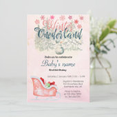 Invitation Hiver Onederland Premier anniversaire Snowman rose (Debout devant)