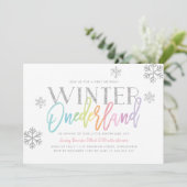 Invitation Hiver ONEderland Rainbow Silver Glam 1er anniversa (Debout devant)