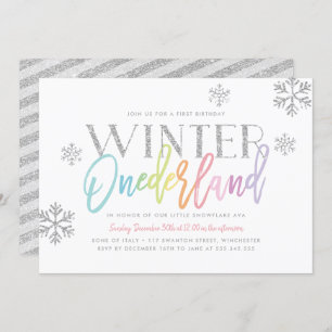 Invitation Hiver ONEderland Rainbow Silver Glam 1er anniversa