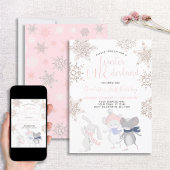 Invitation Hiver ONEderland Rose Script 1er Anniversaire