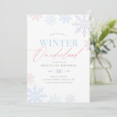 Invitation Hiver Onederland rose violet Parties scintillant 1 (Debout devant)