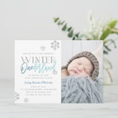Invitation Hiver ONEderland Silver Blue 1st Birthday Photo (Debout devant)