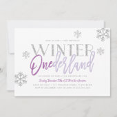 Invitation Hiver ONEderland Silver Glitz Purple 1er anniversa (Devant)