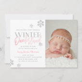 Invitation Hiver ONEderland Silver rose 1er anniversaire Phot (Devant)