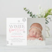 Invitation Hiver ONEderland Silver rose 1er anniversaire Phot (Debout devant)