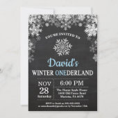 Invitation Hiver Onederland Snowflake Blue Boy 1er Anniversai (Devant)