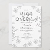Invitation Hiver ONEderland Snowflakes Anniversaire Invitatio (Devant)