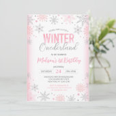 Invitation Hiver Onederland Snowflakes Premier anniversaire (Debout devant)