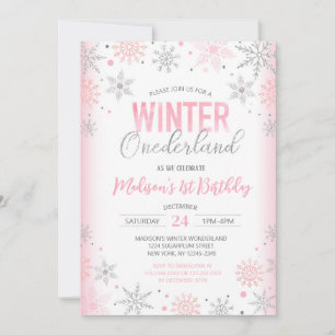 Invitation Hiver Onederland Snowflakes Premier anniversaire