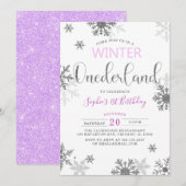 Invitation Hiver Onederland Snowflakes Premier anniversaire (Devant / Derrière)