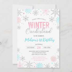 Invitation Hiver Onederland Snowflakes Premier anniversaire