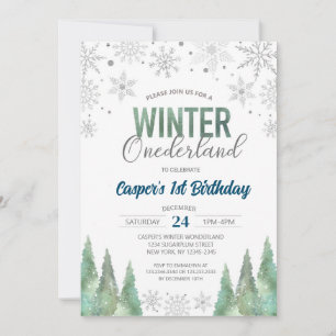 Invitation Hiver Onederland Snowflakes Premier anniversaire