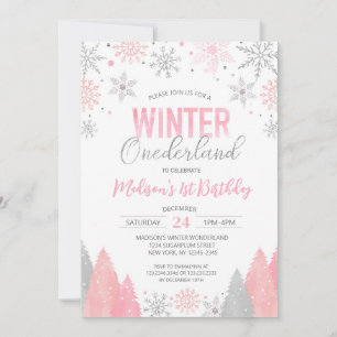 Invitation Hiver Onederland Snowflakes Premier anniversaire