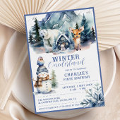Invitation Hiver Onederland Whimsical Woodland 1er anniversai
