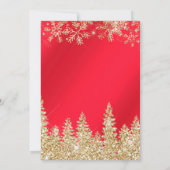 Invitation hiver or neige pin rouge entreprise Noël (Dos)