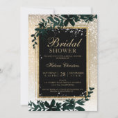 Invitation Hiver or typographie feuille neige naine douche (Devant)