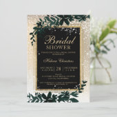 Invitation Hiver or typographie feuille neige naine douche (Debout devant)