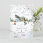 Invitation Hiver Pastel Blue Snowflake Baby shower Camion (Debout devant)