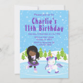 Invitation Hiver Patinage sur glace Anniversaire Africaine Am (Devant)