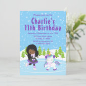 Invitation Hiver Patinage sur glace Anniversaire Africaine Am (Debout devant)