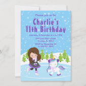 Invitation Hiver Patinage sur glace Anniversaire Brown Coiffe (Devant)