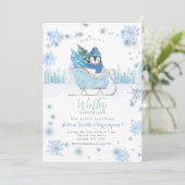 Invitation Hiver Penguin Onederland 1er anniversaire flocon d (Debout devant)
