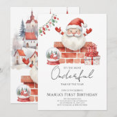 Invitation Hiver Père Noël Maisons de Noël Anniversaire (Devant / Derrière)