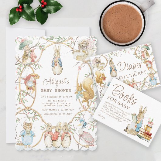 Invitation Hiver Peter le lapin Beatrix Woodland Baby Show