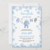 Invitation Hiver Petit Baby shower Flocon de neige Garçon ble (Devant)